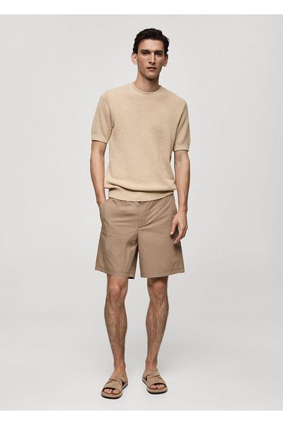 MANGO Man 100% Cotton Drawstring Bermuda Shorts