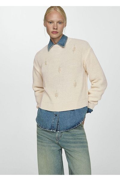 MANGO Woman Pearl Knit Sweater