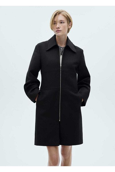 MANGO Woman Straight Cut Zippered Coat