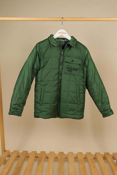 NANİCA 05-16 Years Boy Green Color Double Sided Plaid Coat