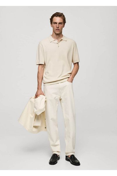 MANGO Man Tricou polo subțire mulat