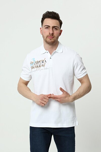 Arma Чоловіча біла футболка з коміром-поло Y22374300701