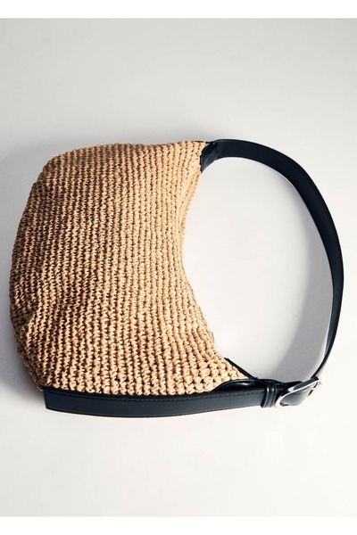 MANGO Woman Természetes szálú válltáska