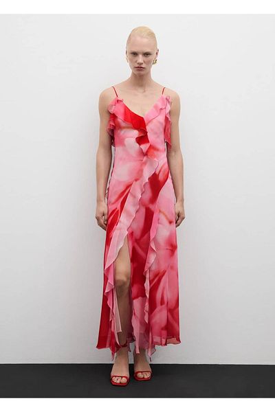 MANGO Woman Φόρεμα με βολάν με σκίσιμο