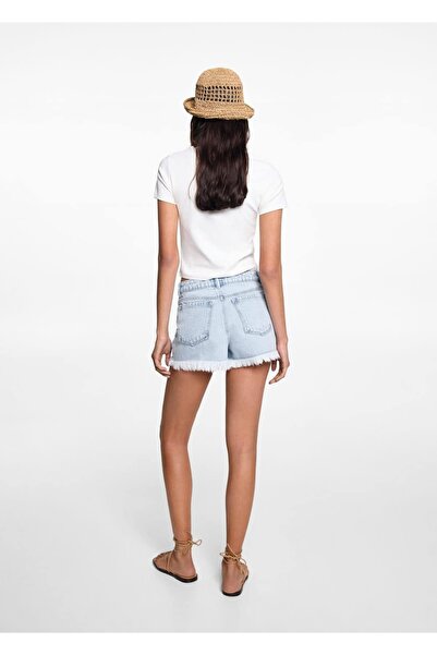 Mango Teen Paçaları dikişsiz denim şort