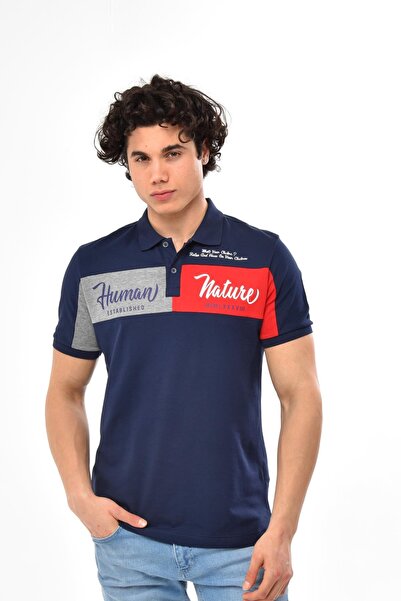 Arma Чоловіча темно-синя футболка з коміром-поло Y22374301301