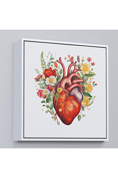 Oxyteez Pictură inimă înconjurată de flori cu rame din lemn - Cadou Doctor-8326
