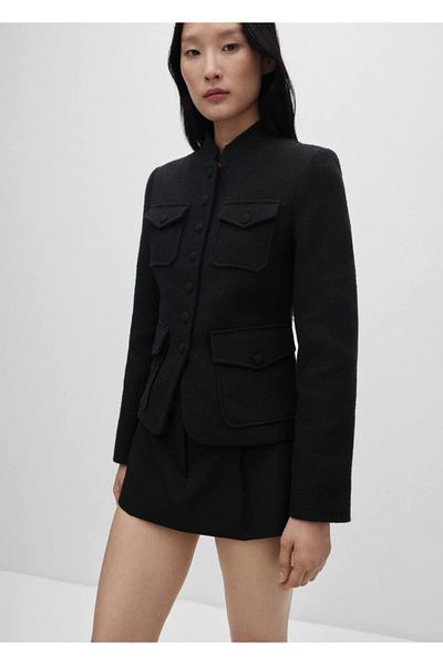 MANGO Woman Tweed Pocket Jacket