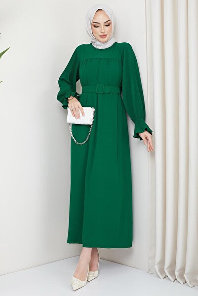 hafsamina Φόρεμα Aerobin με πλισέ μανίκι Emerald