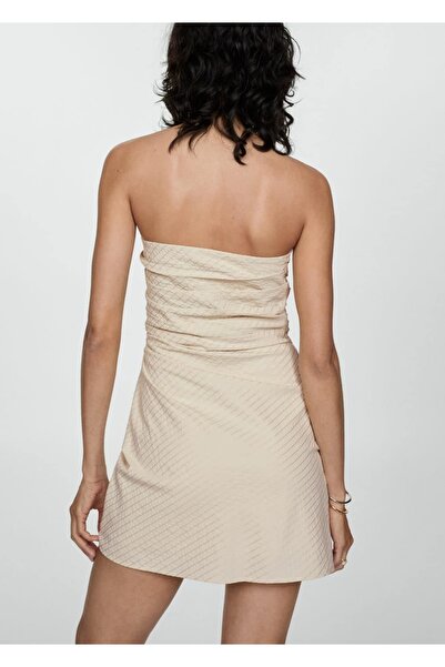 MANGO Woman Drape çizgili elbise