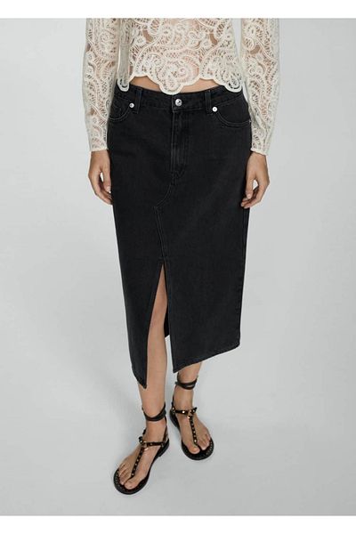 MANGO Woman Midi Denim Skirt