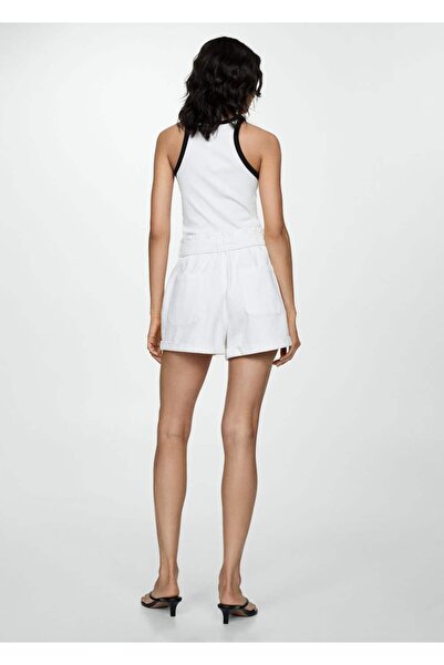 MANGO Woman Kemerli denim şort