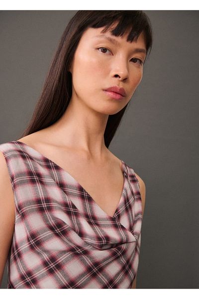 MANGO Woman Rochie cu model pătrat de lungime midi