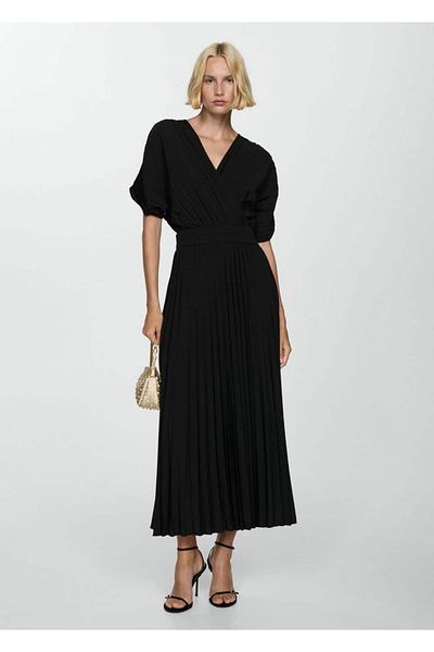 MANGO Woman Πλισέ Φαρδύ Φόρεμα