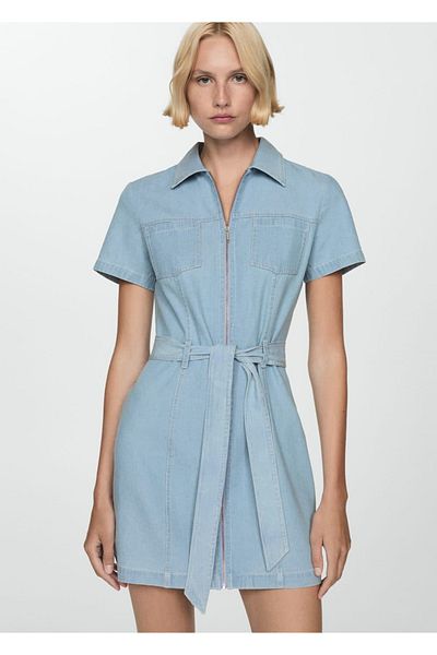 MANGO Woman ROCHIE DE DENIM CU CUREA
