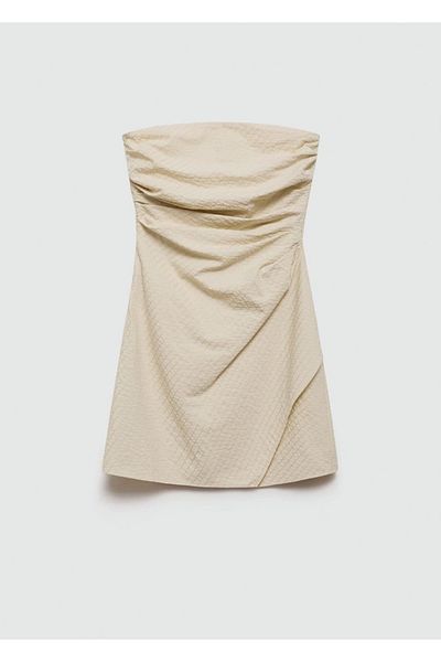 MANGO Woman Drapiertes gestreiftes Kleid