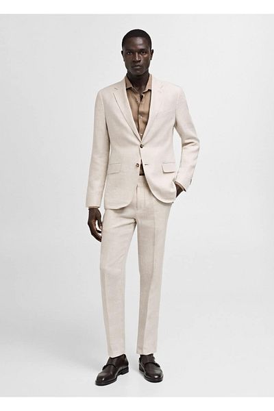 MANGO Man Slim Fit 100% Linen Fabric Pants