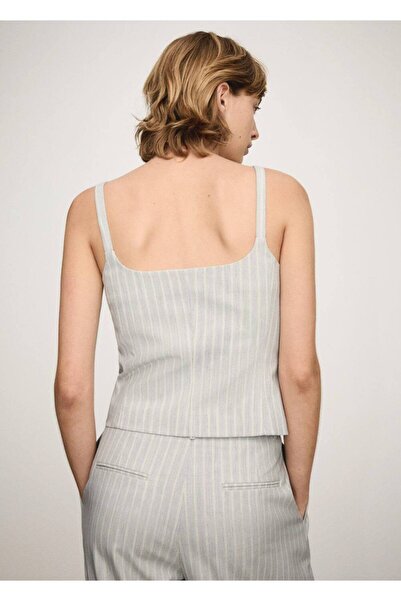 MANGO Woman Düğmeli çizgili yelek