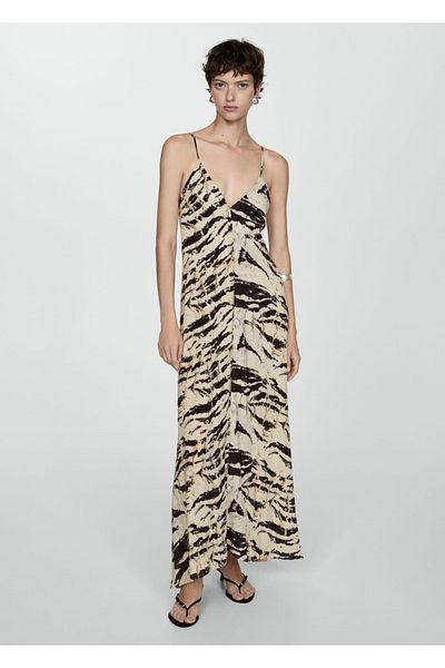 MANGO Woman Leopard Patterned Long Dress
