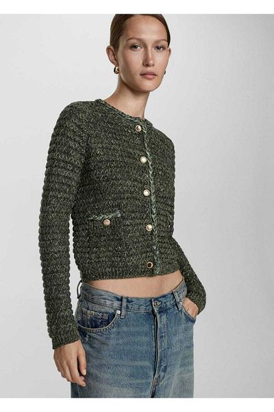 MANGO Woman Thick Knit - Lurex Cardigan Design