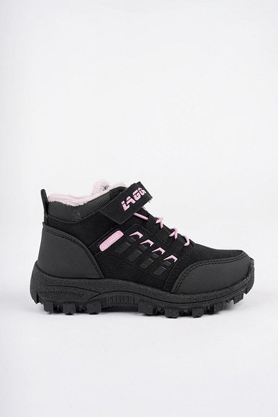 MUGGO Bob Guaranteed Lace-up Velcro Unisex Παιδικές χειμερινές μπότες εξωτερικού χώρου με γούνα στο εσωτερικό