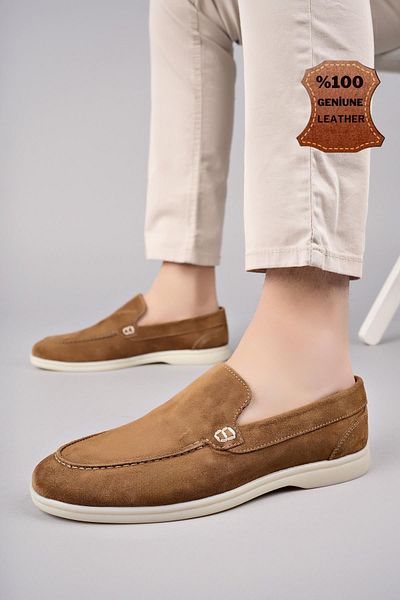 MUGGO Edward Guaranteed Men's Daily Classic Genuine Leather Casual Comfortable Orthopedic Laceless Shoes