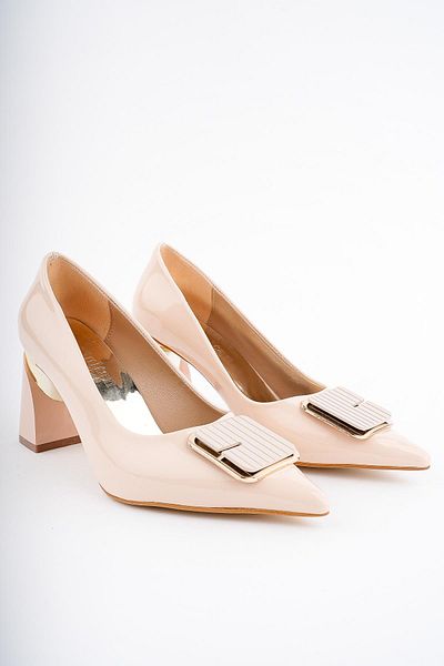MUGGO Pantofi stiletto cu toc înalt cu cataramă aurie pentru femei Rachel Guaranteed