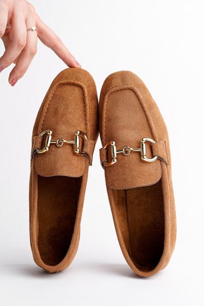 MUGGO Mona Garantili Metal Tokalı Deri Kadın Loafer Günlük Ayakkabı