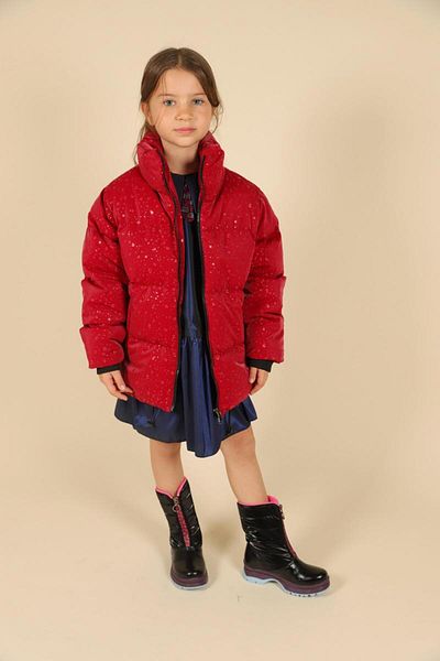 Escabel Girl's Red Color Drop-Looking Coat for Age 07-14