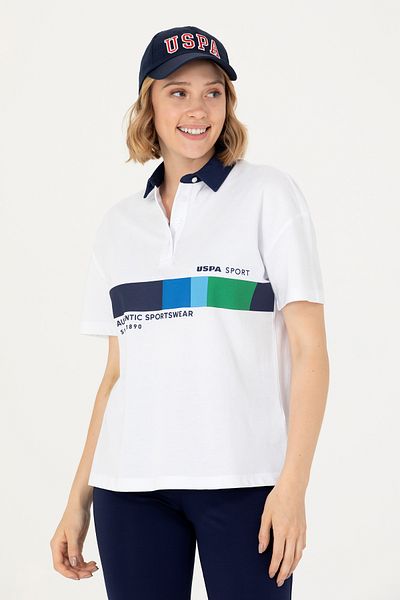 U.S. Polo Assn. Tricou alb cu gât polo pentru femei 50263959 -VR013