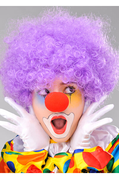 ZERO LAND SPTRNS Perucă afro ondulată de culoare violetă, păr fals și set de nas roșu (105548)