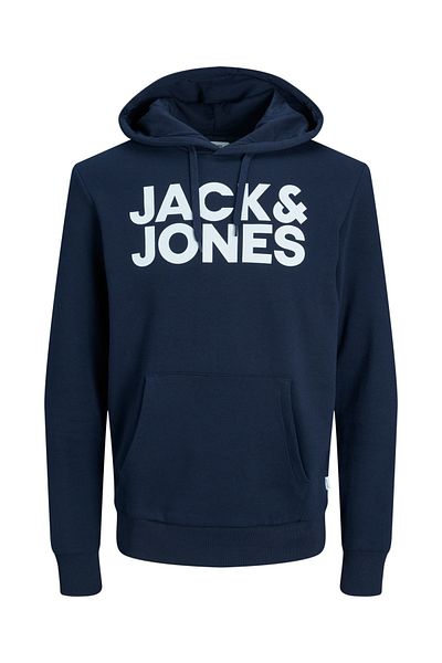 Jack & Jones Jjecorp Logo Sweat Hood Noos Men's Sweat 12152840 Reg /Large Print/Navy Blazer