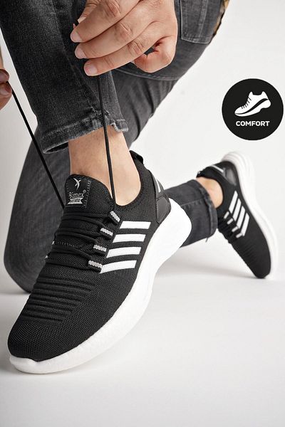MUGGO Men's Sneakers - Montag Guaranteed, Orthopedic Non-Slip Sole, Lace-Up Striped Sports Shoes