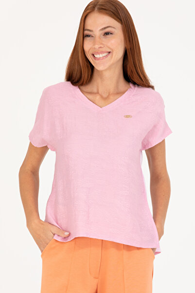 U.S. Polo Assn. Tricou de damă Magnolia cu decolteu în V 50263951 -VR211