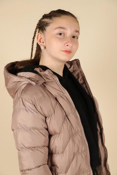 NANİCA Дълго палто с качулка за момиче, цвят норка, 06-16 години