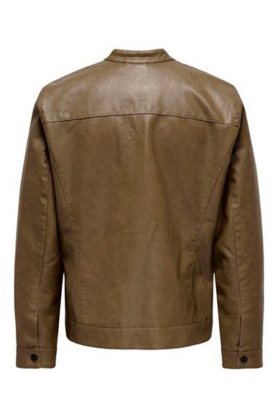 Only & Sons Ανδρικό δερμάτινο παλτό και μπουφάν Onsmike Pu Racer - Otw Vd Noos 22012339   demitasse