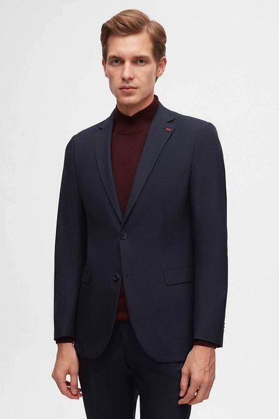 Twn Navy BlueSlimFit ViscoseMonoCollar Suit