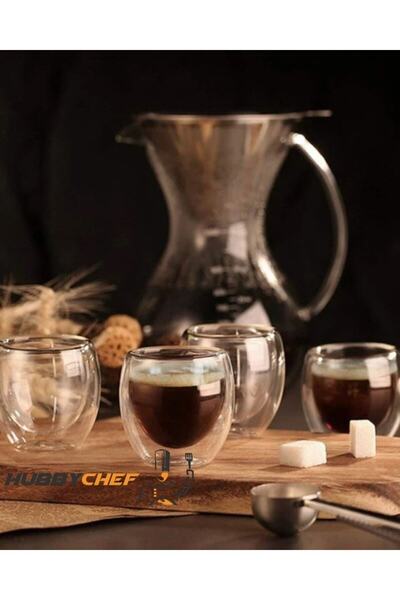 HUBBYCHEF Çift Cidarlı Bardak Espresso Bardağı 6 Adet 80ml