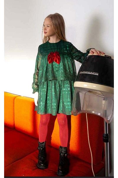 shess 04-12 Years Girl's Multicolored Emerald Dress