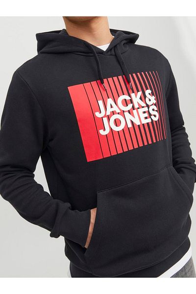 Jack & Jones Jjecorp Logo Sweat Hood Play Noos Men's Sweat 12233599   Black