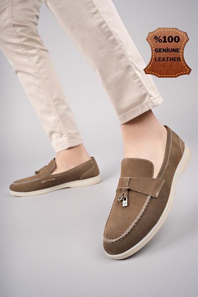 MUGGO Leonardo Guaranteed Men's Daily Classic Genuine Leather Buckle Comfortable Orthopedic Laceless Shoes