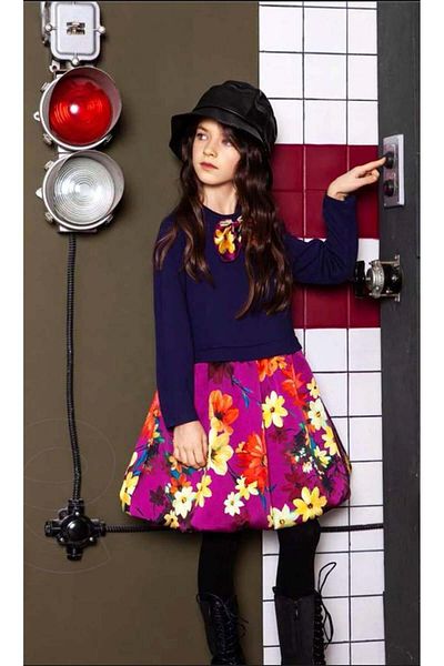 shess Rochie cu petale de flori multicolore pentru fetita de 04-12 ani