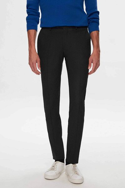 Twn Anthracite Gabardine Fabric Trousers