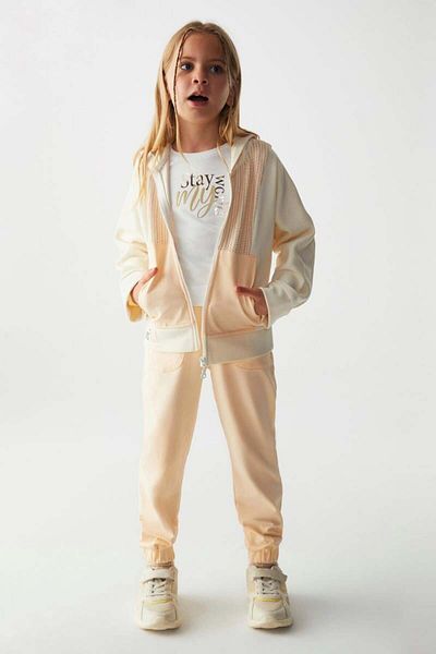nk kids Σετ μπλούζα παντελόνι 04-08 ετών για κορίτσια εκρού-σομόν