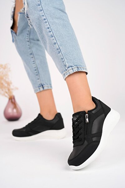 MUGGO Asel Guaranteed Women's Orthopedic Daily Lace-Up Side Zipper Comfortable Sneaker Sports Shoes