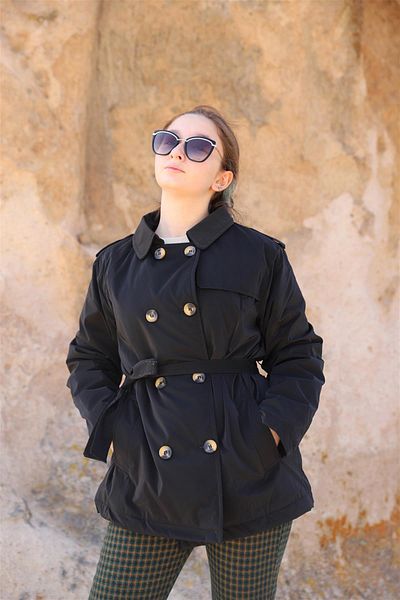 Escabel 04-14 Years Girl's Black Color Trench Coat