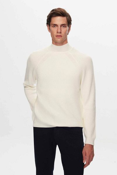 Twn Πλεκτό πουλόβερ Ecru Color Slim Fit Thessaloniki