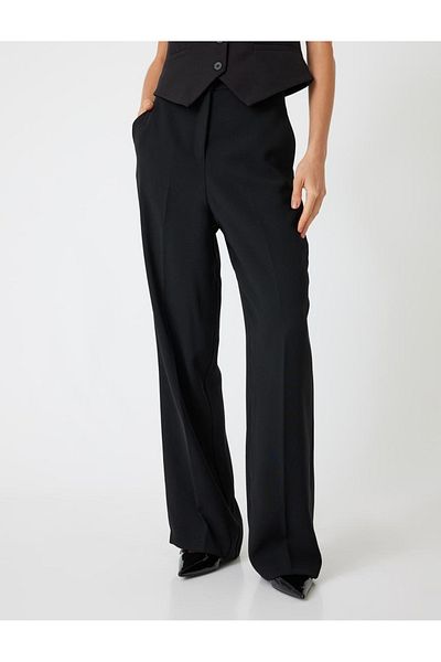 Koton Women's Black Fabric Trousers - 5Wak40068Uw