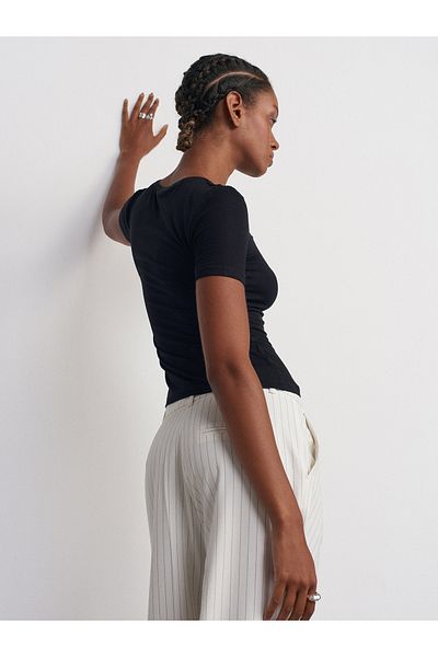 Dilvin 30747 Crew Neck Black Basic T-shirt