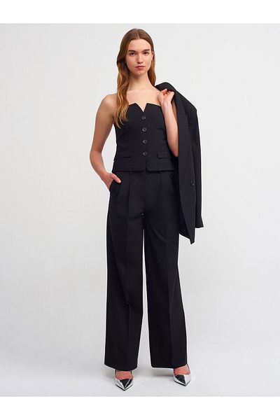 Dilvin 71246 Stylish Trousers with Adjustable Waist - Black